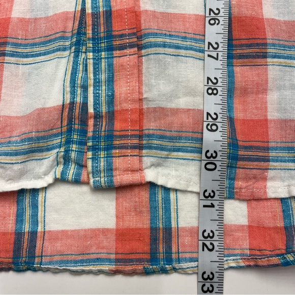 LL Bean Mens Colorful Plaid 100% Linen Short Sleeve Casual Button Front Shirt XL - Picture 9 of 12